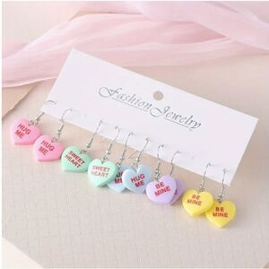 Valentine Candy Hearts Earring Set of Five Sweet Holiday Gift